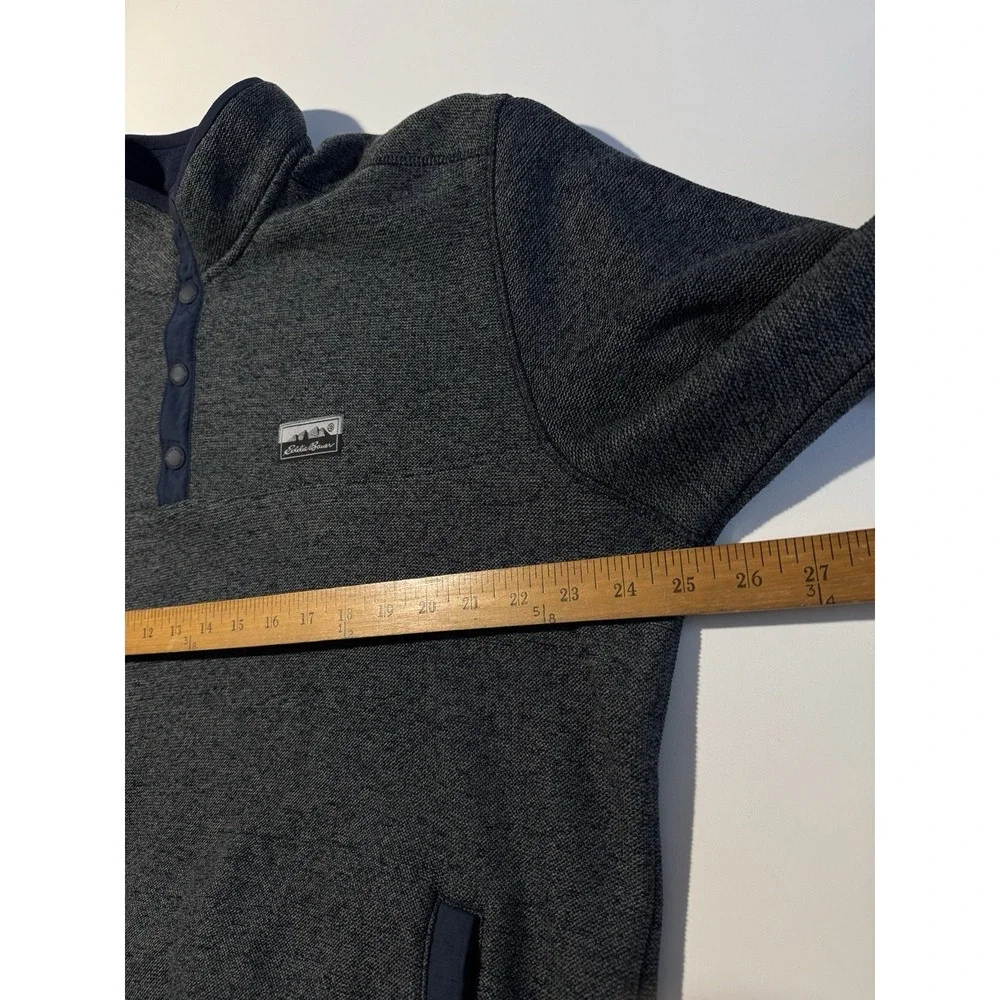 Eddie Bauer Sweater Fleece Men's Heather Navy Long Sleeve Pullover‎ Snap Large - Picture 3 of 9